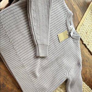 Aritzia Purple Crew Neck Sweater with Ribbed Knit